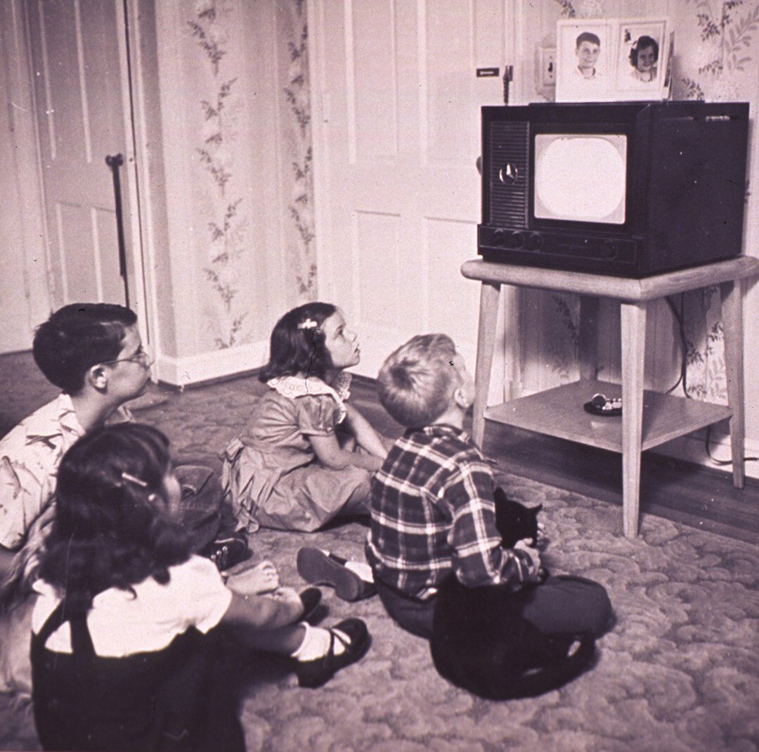 family watching television
