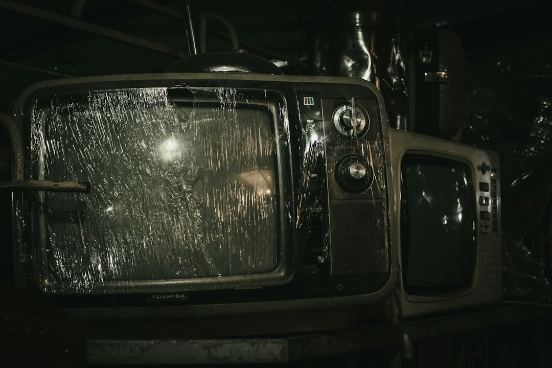 old tv screen close up